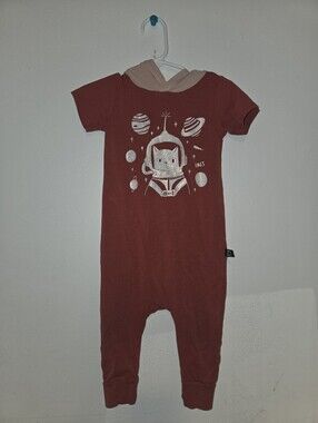 Rags Kids Rust One-Piece Romper with Space Cat Graphic